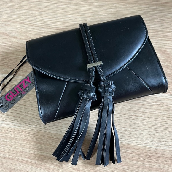 Black Fringe Tassel Crossbody Bag - Glitzy Girlz - Picture 8 of 8